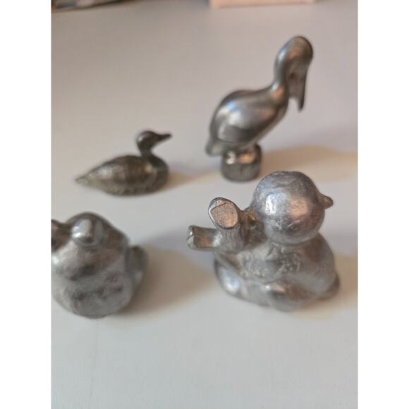 Pewter Animal Figurines Frog,‎ Monkey, Duck, and a Pelican - Picture 2 of 11